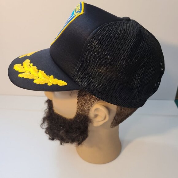 Vintage 90s Trucker Hat Santa Monica Police Patch Mesh Adjustable Hat - Picture 3 of 7